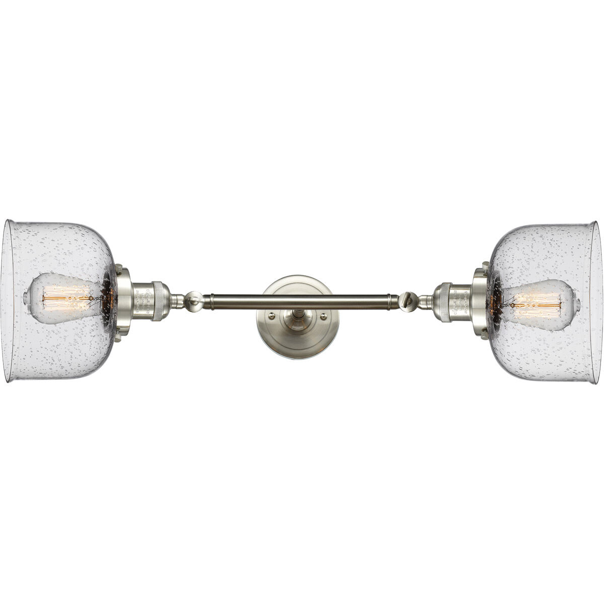 Franklin Restoration Large Bell LED 8 inch Brushed Satin Nickel Bath Vanity Light Wall Light in Seedy Glass, Franklin Restoration