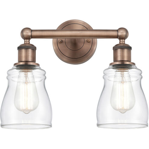 Ellery 2 Light 13.75 inch Antique Copper Bath Vanity Light Wall Light in Clear