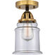 Nouveau 2 Canton 1 Light 6 inch Black Antique Brass and Matte Black Semi-Flush Mount Ceiling Light in Clear Glass