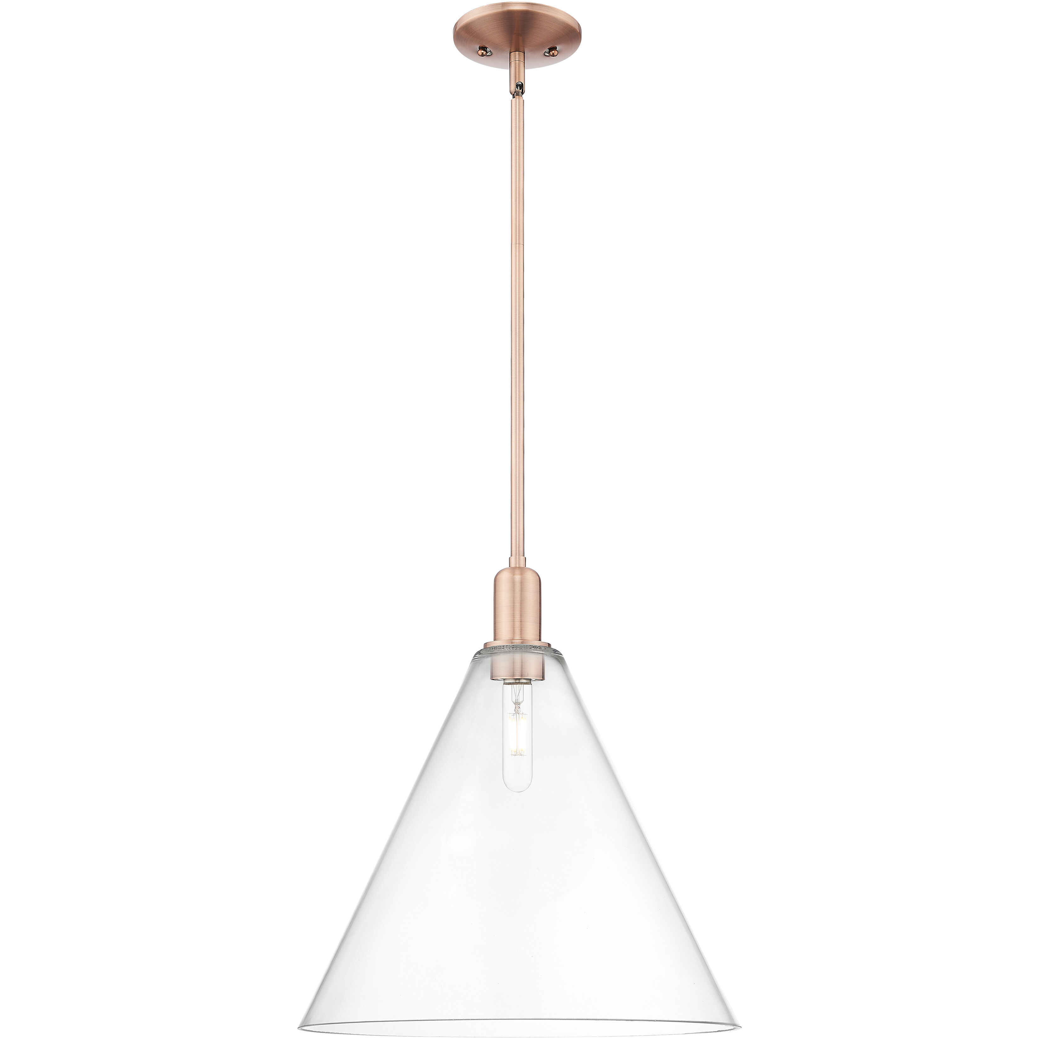 Arcadia Berkshire Glass 1 Light 16 inch Antique Copper Mini Pendant Ceiling Light in Clear