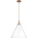 Arcadia Berkshire Glass 1 Light 16 inch Antique Copper Mini Pendant Ceiling Light in Clear