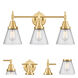 Caden LED 24.25 inch Satin Gold Bath Vanity Light Wall Light in Seedy Glass