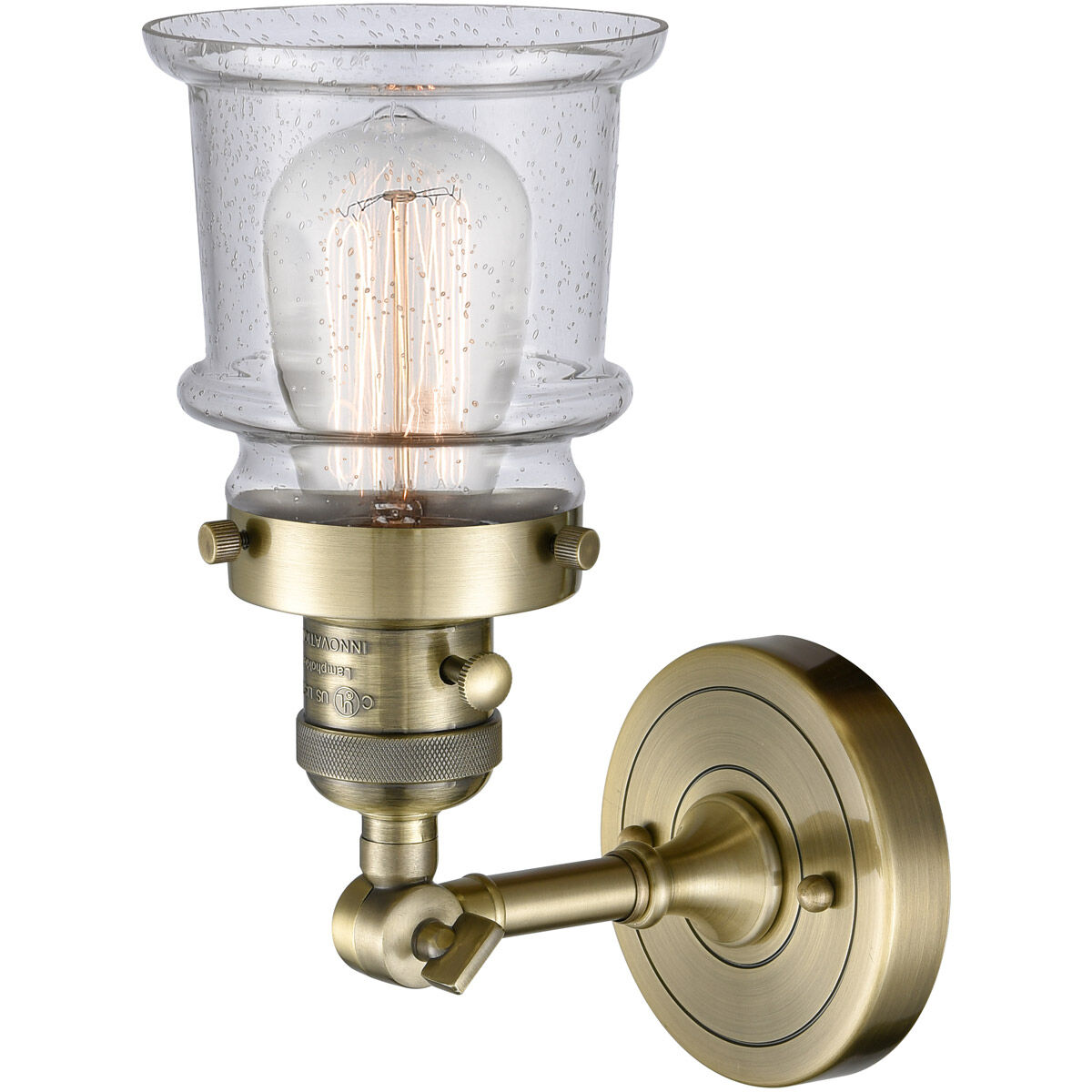 Franklin Restoration Small Canton LED 6.5 inch Antique Brass Sconce Wall Light in Seedy Glass, Franklin Restoration