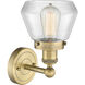 Fulton Sconce Wall Light in Brushed Brass, Clear