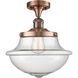 Franklin Restoration Large Oxford 1 Light 12 inch Antique Copper Semi-Flush Mount Ceiling Light in Seedy Glass, Franklin Restoration