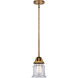 Nouveau 2 Small Canton LED 5.25 inch Brushed Brass Mini Pendant Ceiling Light in Clear Glass