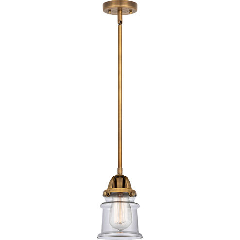 Nouveau 2 Small Canton LED 5.25 inch Brushed Brass Mini Pendant Ceiling Light in Clear Glass