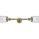 Franklin Restoration Small Bell 2 Light 5 inch Antique Brass Bath Vanity Light Wall Light in Incandescent, Clear Glass, Franklin Restoration