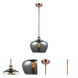 Ballston Large Fenton LED 11 inch Antique Copper Pendant Ceiling Light in Plated Smoke Glass, Ballston