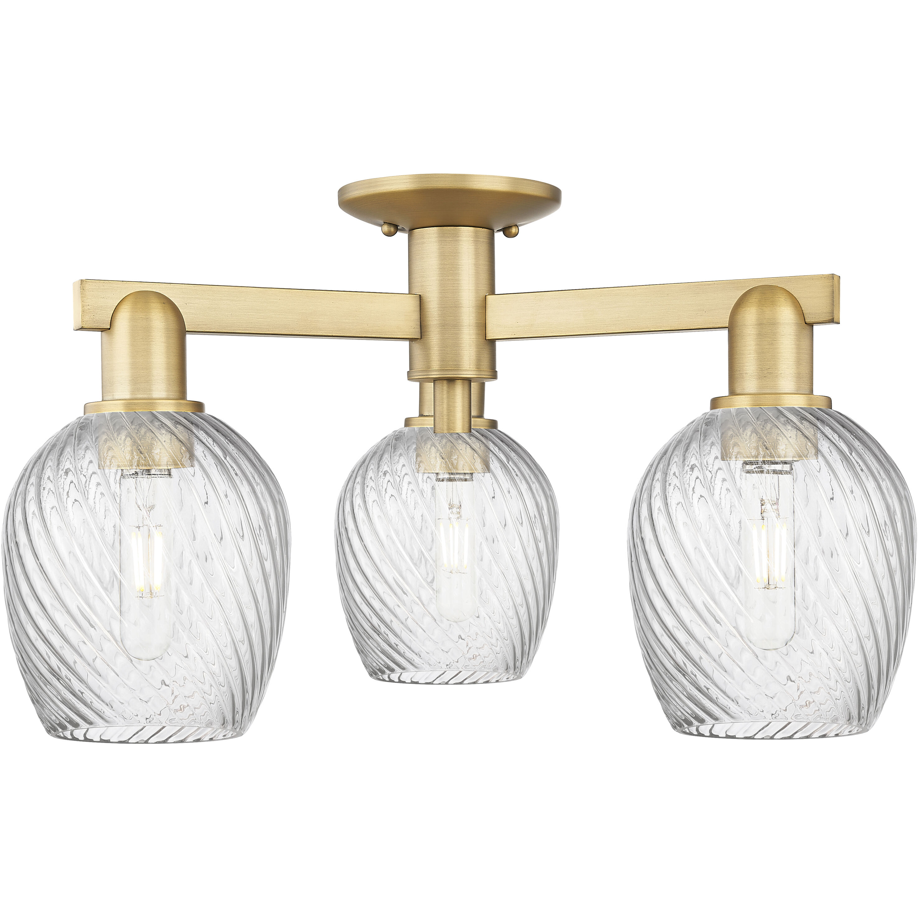Arcadia Salina 3 Light 23.25 inch Brushed Brass Semi-Flush Mount Ceiling Light