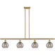Ballston Athens Deco Swirl 4 Light 48 inch Satin Gold Stem Hung Island Light Ceiling Light