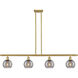 Ballston Athens Deco Swirl 4 Light 48 inch Satin Gold Stem Hung Island Light Ceiling Light