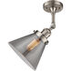 Franklin Restoration Large Cone LED 8 inch Brushed Satin Nickel Sconce Wall Light in Plated Smoke Glass, Franklin Restoration