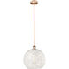 Edison White Mouchette 1 Light 13.75 inch Antique Copper Stem Hung Pendant Ceiling Light