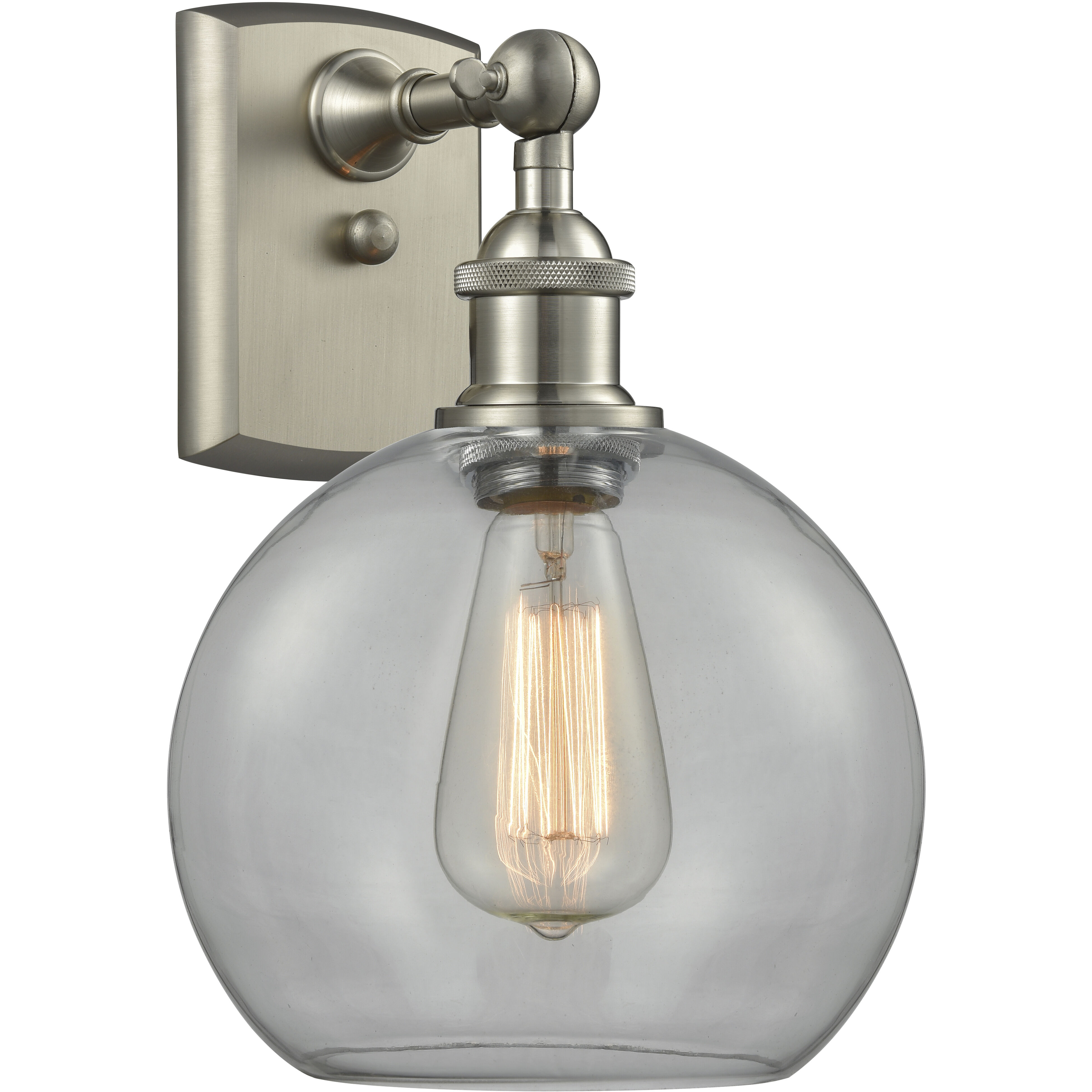 Ballston Athens 1 Light 8 inch Brushed Satin Nickel Sconce Wall Light in Clear Glass, Ballston