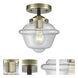 Nouveau Small Oxford 1 Light 8 inch Black Antique Brass Semi-Flush Mount Ceiling Light in Clear Glass, Nouveau