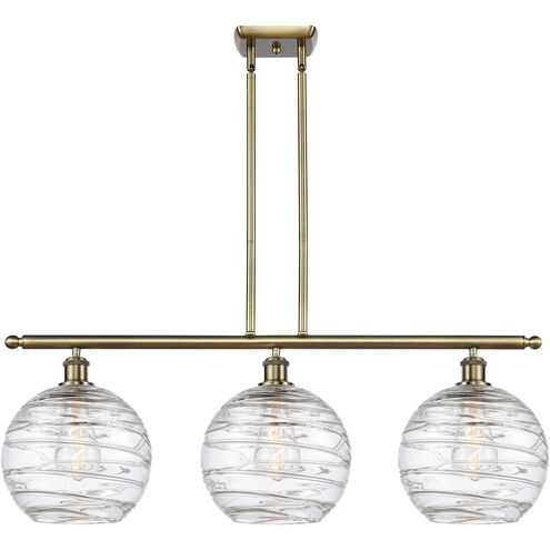Ballston Deco Swirl 3 Light 37 inch Antique Brass Island Light Ceiling Light