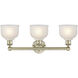Dayton 3 Light 23.5 inch Antique Brass Bath Vanity Light Wall Light in White