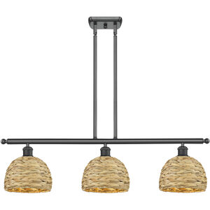 Woven Rattan Island Light Ceiling Light in Matte Black