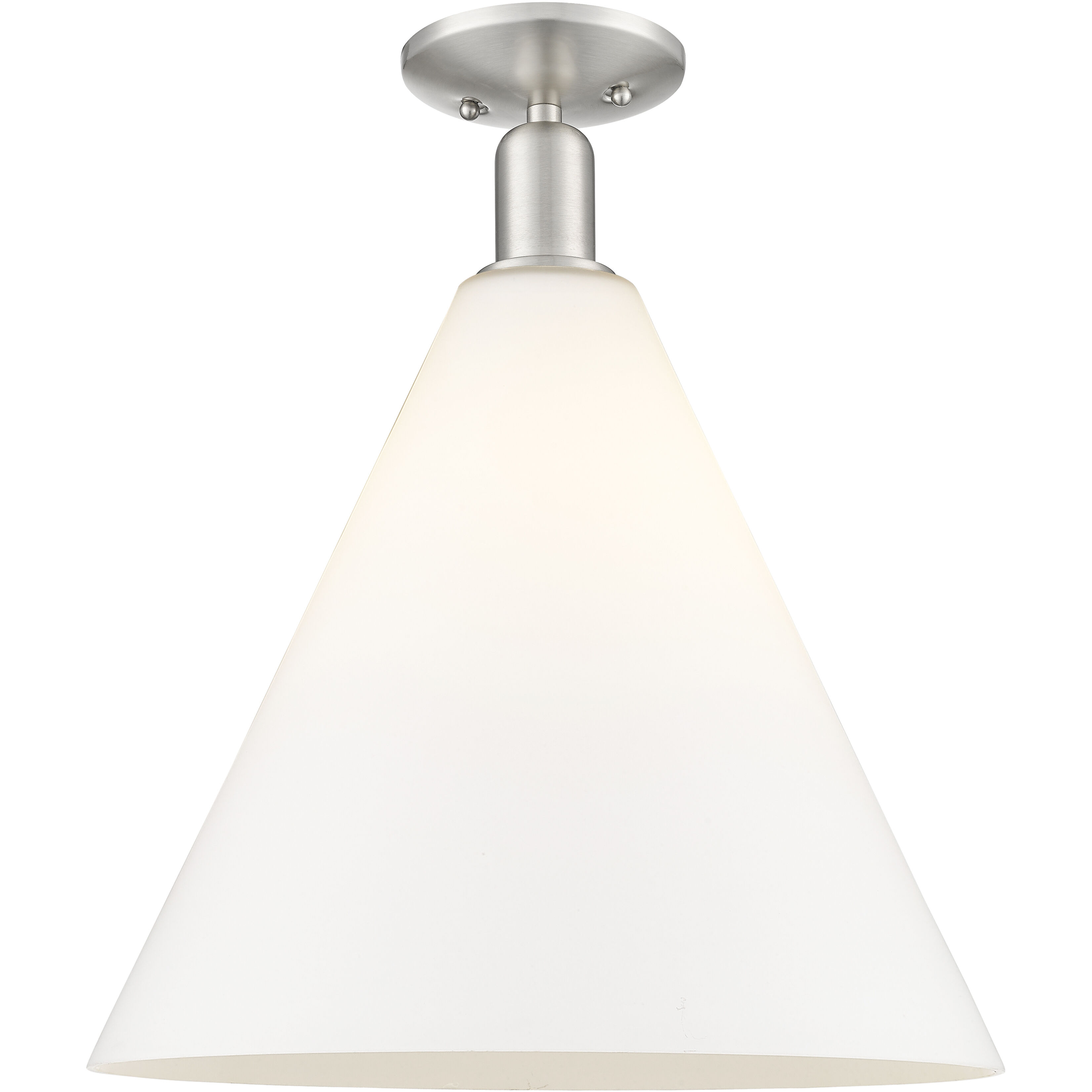Arcadia Berkshire Glass 1 Light 16 inch Brushed Satin Nickel Semi-Flush Mount Ceiling Light in Matte White
