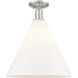 Arcadia Berkshire Glass 1 Light 16 inch Brushed Satin Nickel Semi-Flush Mount Ceiling Light in Matte White