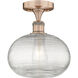 Edison Ithaca 1 Light 10 inch Antique Copper Semi-Flush Mount Ceiling Light