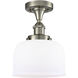 Bell 1 Light 6.5 inch Brushed Satin Nickel Semi-Flush Mount Ceiling Light