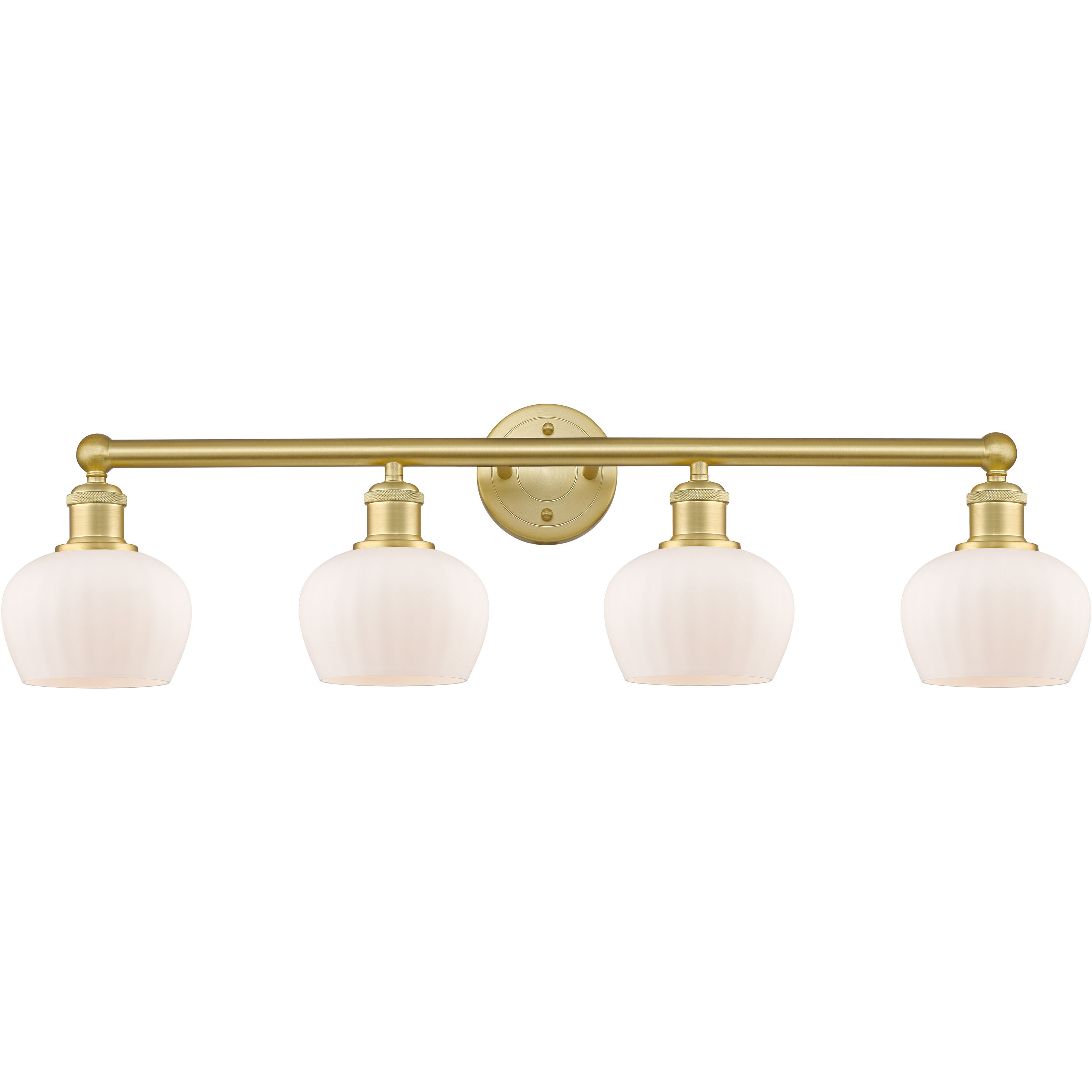Fenton 4 Light 33.5 inch Satin Gold Bath Vanity Light Wall Light in Matte White