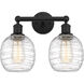 Edison Belfast 2 Light 15 inch Matte Black Bath Vanity Light Wall Light in Deco Swirl Glass