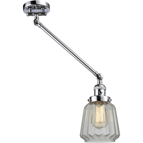 Chatham 35 inch 60.00 watt Polished Chrome Swing Arm Wall Light, Franklin Restoration