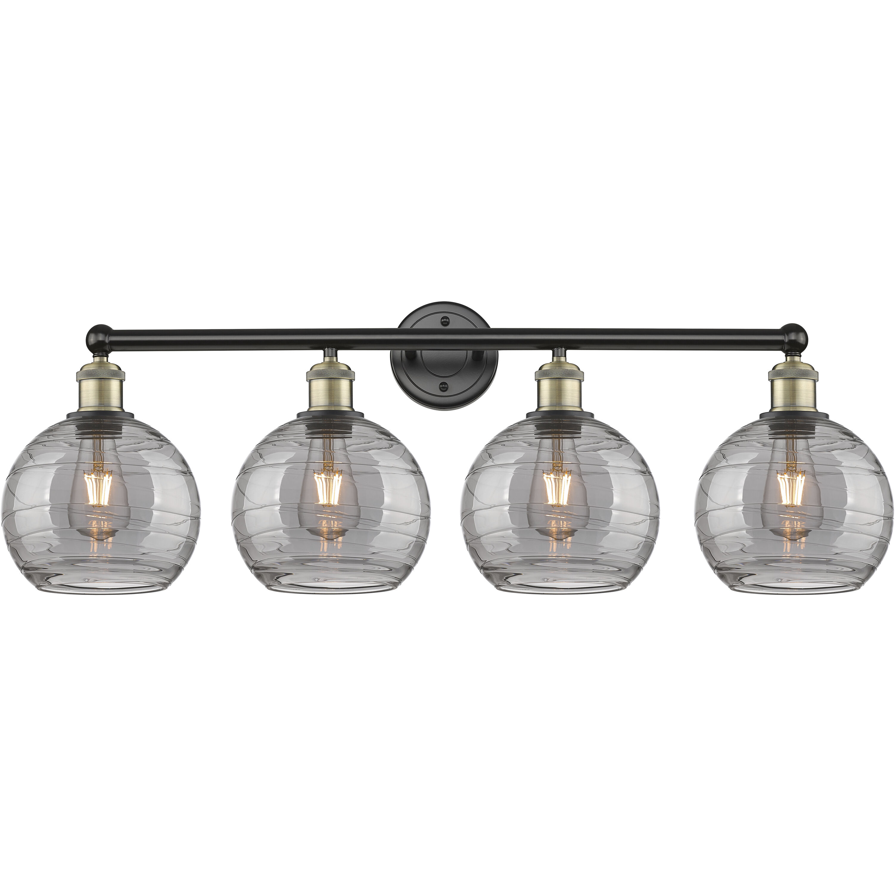 Edison Athens Deco Swirl 4 Light 35 inch Black Antique Brass Bath Vanity Light Wall Light
