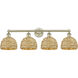 Edison Woven Rattan 4 Light 35 inch Antique Brass Bath Vanity Light Wall Light