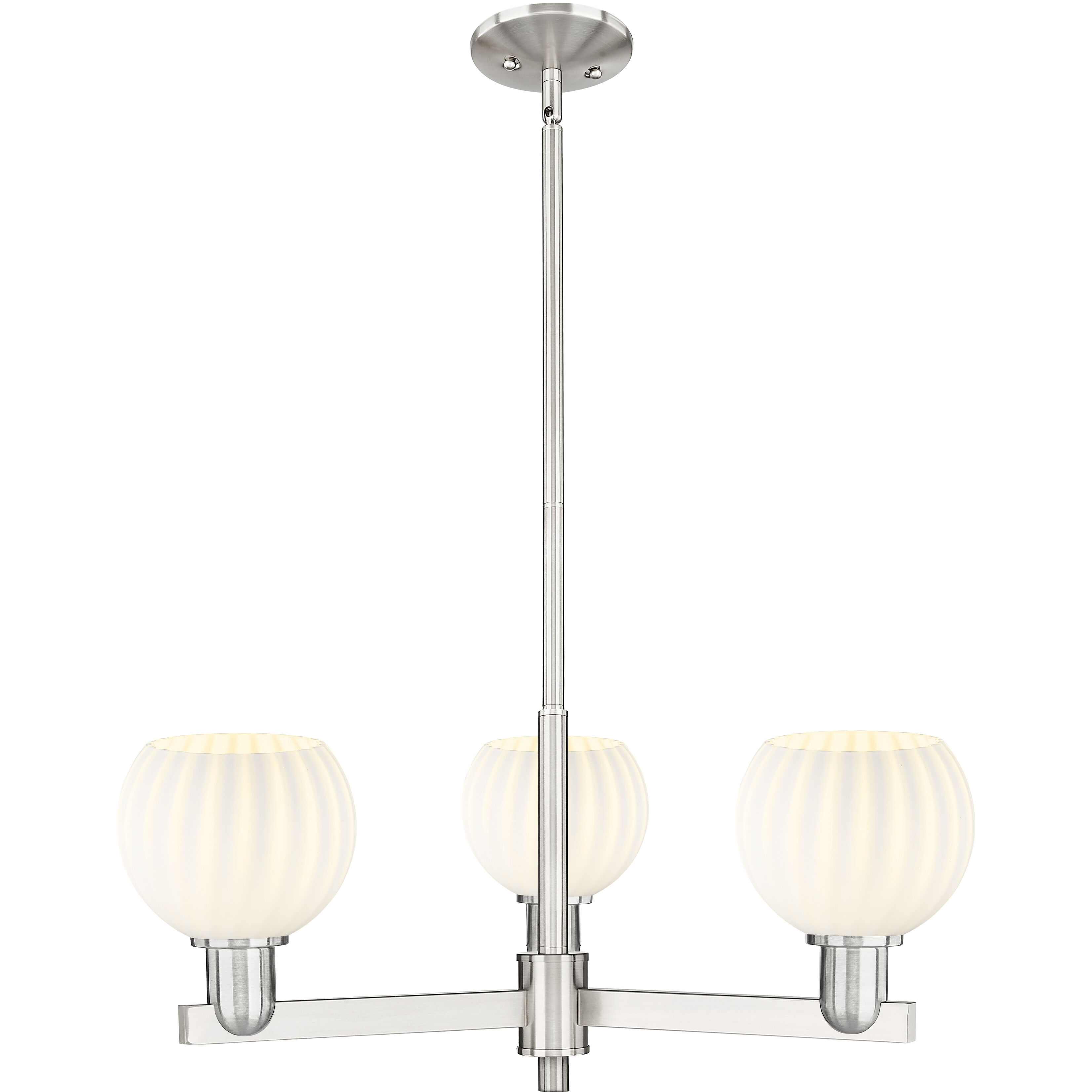 Arcadia White Venetian 3 Light 27.75 inch Satin Nickel Chandelier Ceiling Light