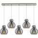 Newton Sphere 5 Light 39.75 inch Brushed Satin Nickel Linear Pendant Ceiling Light in Light Smoke Glass