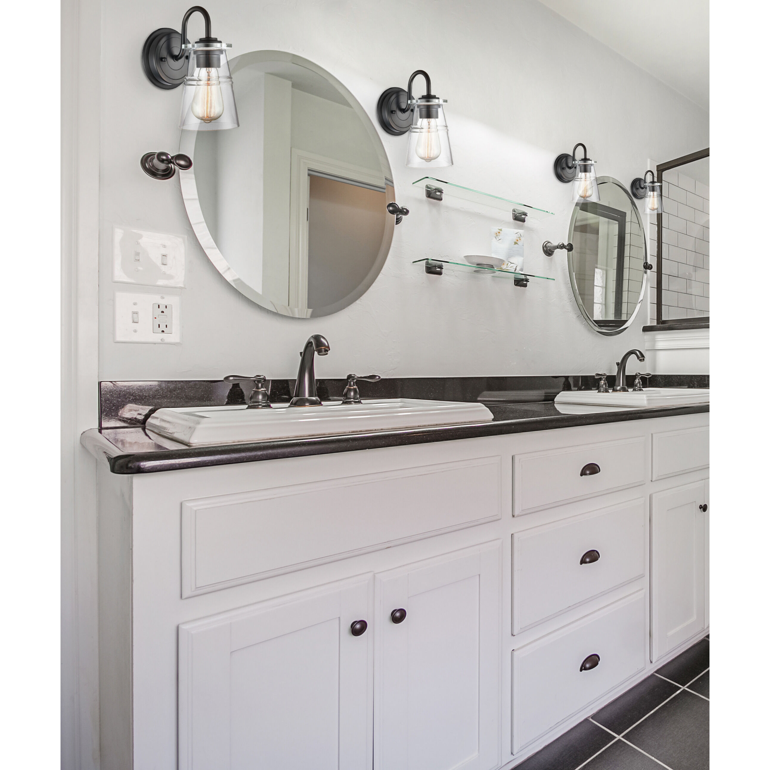 Scarlett 1 Light 5 inch Matte Black Bath Vanity Light Wall Light in Clear Glass