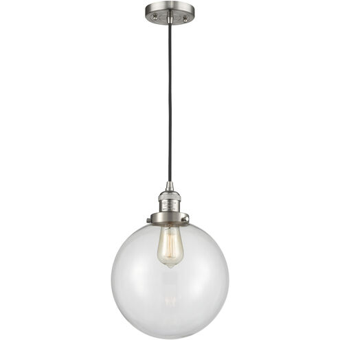 Franklin Restoration Beacon 1 Light 10 inch Brushed Satin Nickel Mini Pendant Ceiling Light in Incandescent, Clear, Franklin Restoration