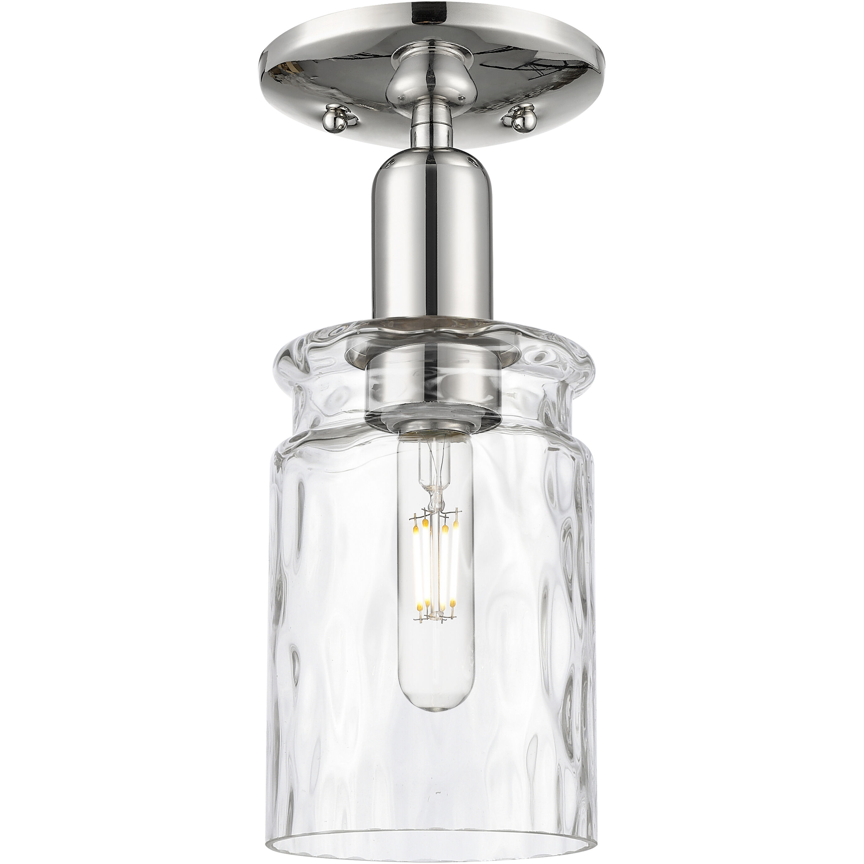 Arcadia Candor 1 Light 4.88 inch Polished Nickel Semi-Flush Mount Ceiling Light