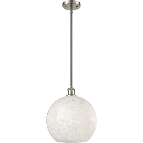 Ballston White Mouchette 1 Light 12 inch Brushed Satin Nickel Stem Hung Pendant Ceiling Light