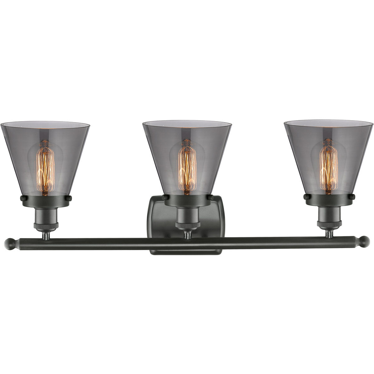 Ballston Small Cone LED 26 inch Oil Rubbed Bronze Bath Vanity Light Wall Light in Plated Smoke Glass, Ballston