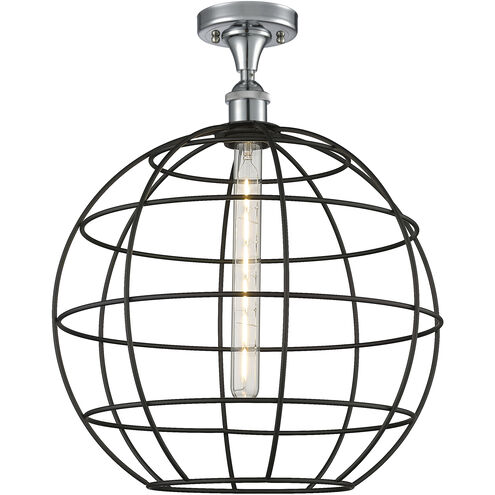 Lake Placid 1 Light 16 inch Polished Chrome and Matte Black Semi-Flush Mount Ceiling Light