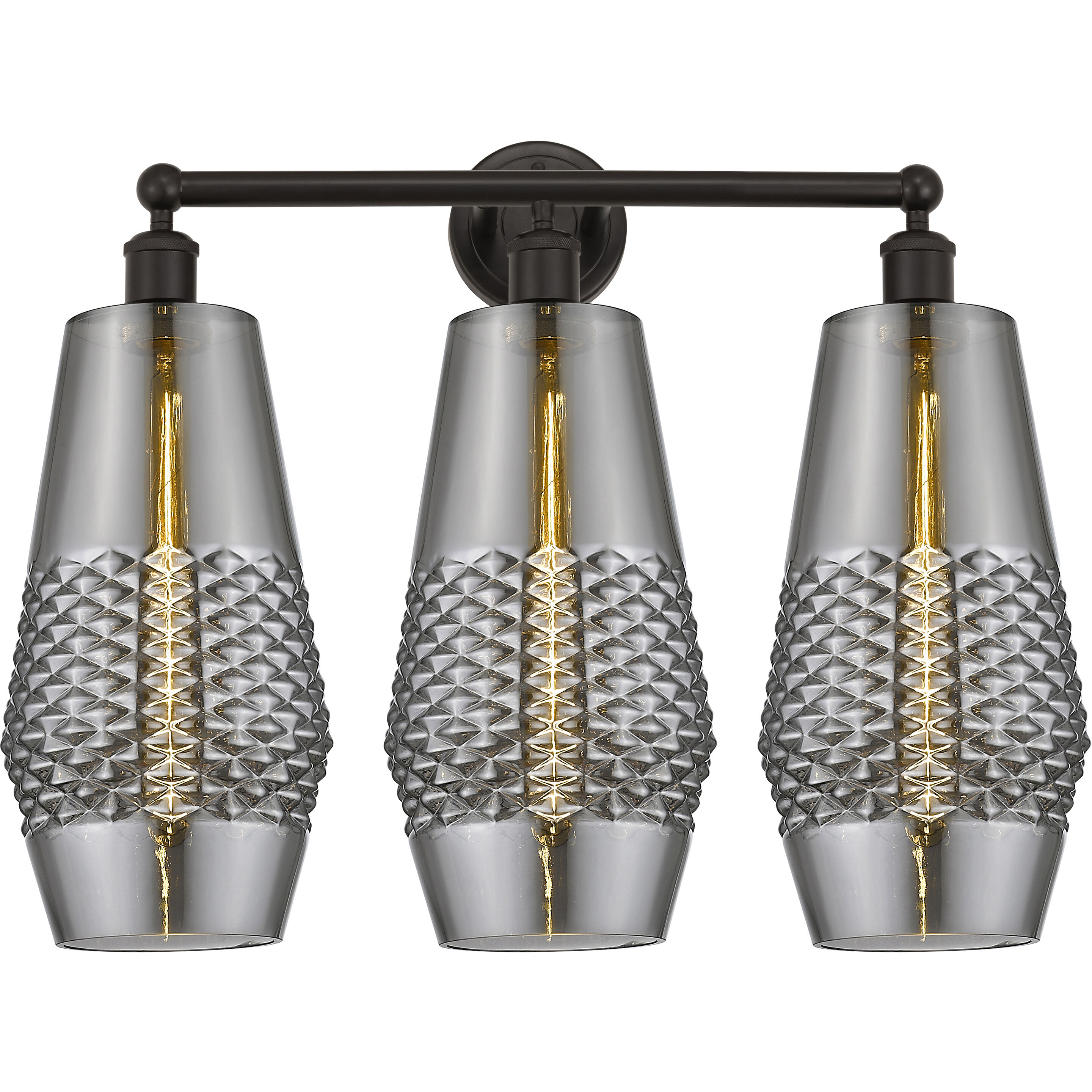 Windham 3 Light 25 inch Oil Rubbed Bronze Bath Vanity Light Wall Light in Smoked Glass