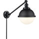 Franklin Restoration Hampden 21 inch 60.00 watt Black Antique Brass and Matte Black Swing Arm Wall Light in Matte White Glass