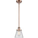 Ballston Small Cone LED 6 inch Antique Copper Pendant Ceiling Light in Clear Glass