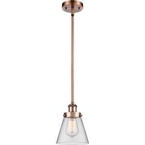 Ballston Small Cone LED 6 inch Antique Copper Pendant Ceiling Light in Clear Glass