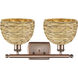 Woven Rattan 2 Light 18 inch Antique Copper Bath Vanity Light Wall Light