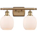Ballston Belfast 2 Light 16 inch Brushed Brass Bath Vanity Light Wall Light in Matte White Glass, Ballston