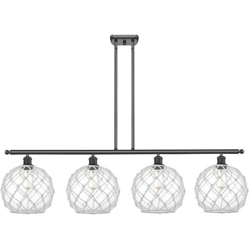 Ballston Large Farmhouse Rope LED 48 inch Matte Black Island Light Ceiling Light in Clear Glass with White Rope, Ballston