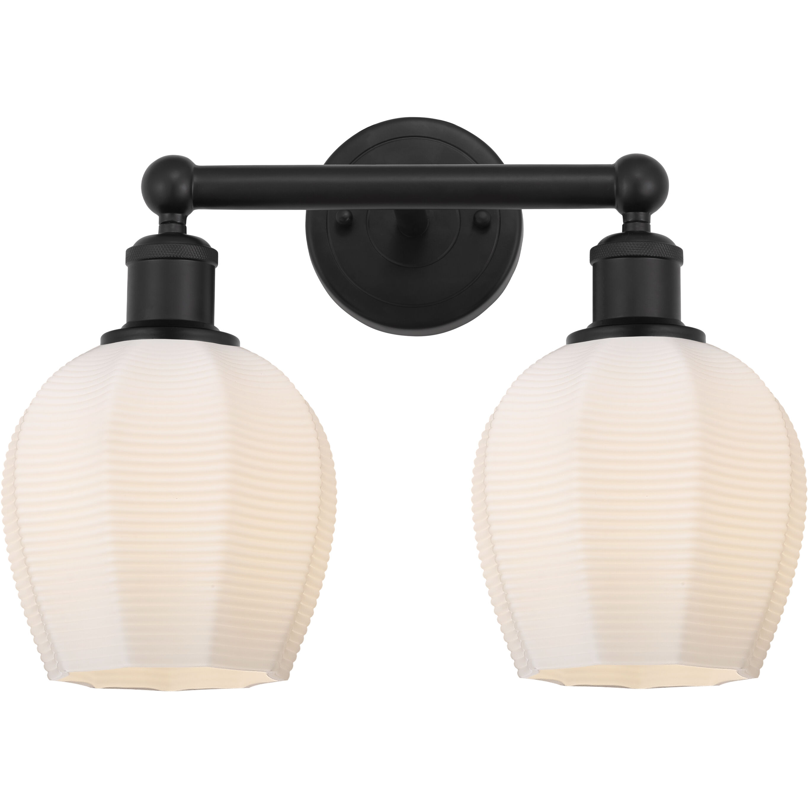Edison Norfolk 2 Light 15 inch Matte Black Bath Vanity Light Wall Light in Matte White Glass