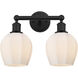 Edison Norfolk 2 Light 15 inch Matte Black Bath Vanity Light Wall Light in Matte White Glass