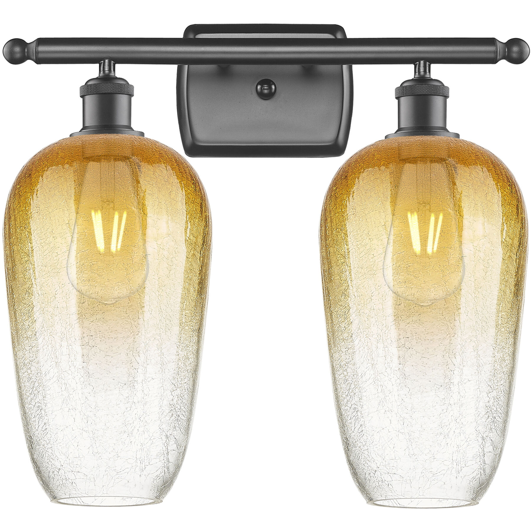 Ballston Brookhaven Flute 2 Light 17 inch Oil Rubbed Bronze Bath Vanity Light Wall Light in Amber Glass